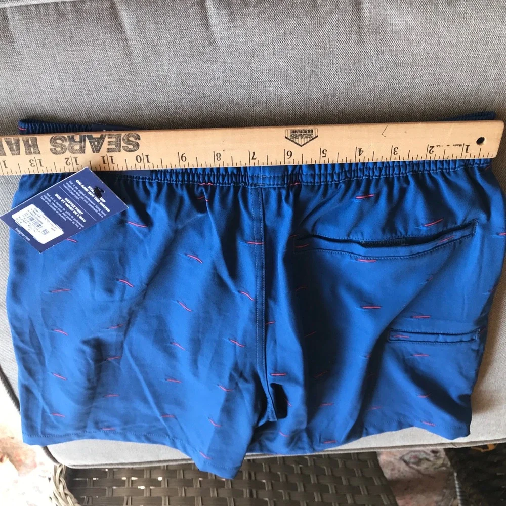 Huk Mens Charter‎ Volley Shorts Blue Boat Print Fishing Swim Trunks Small